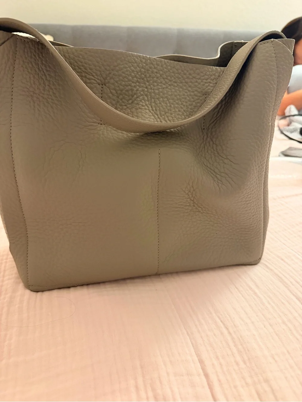 Furla Pebbled Leather Shoulder Bag in Taupe